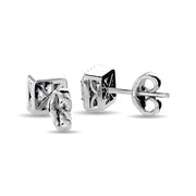 Diamond Round and Straight Buggete 1/4 ct tw Fashion Earrings in 10K White Gold