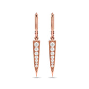 10k White Gold 1/6 Ctw Diamond Dagger Dangly Earrings