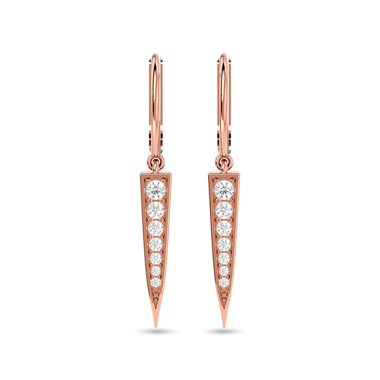 10k White Gold 1/6 Ctw Diamond Dagger Dangly Earrings