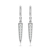 10k White Gold 1/6 Ctw Diamond Dagger Dangly Earrings