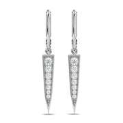 10k White Gold 1/6 Ctw Diamond Dagger Dangly Earrings