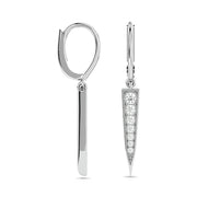 10k White Gold 1/6 Ctw Diamond Dagger Dangly Earrings