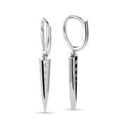 10k White Gold 1/6 Ctw Diamond Dagger Dangly Earrings