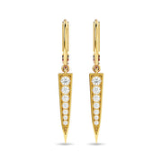 10k White Gold 1/6 Ctw Diamond Dagger Dangly Earrings