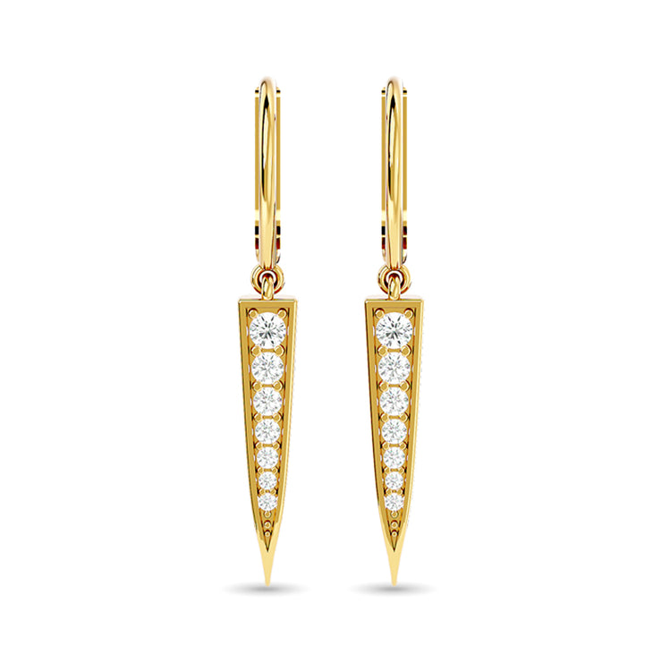 10k White Gold 1/6 Ctw Diamond Dagger Dangly Earrings