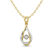 10K White Gold 0.13Ctw Overlay Teardrop Dancing Fancy Diamond Necklace