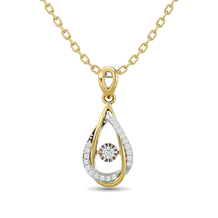 10K White Gold 0.13Ctw Overlay Teardrop Dancing Fancy Diamond Necklace