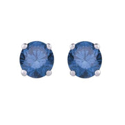 14K White Gold Blue Diamond Stud Earrings