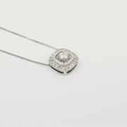 CR-P2580 - 10K White Gold Canadian Diamond Cushion Halo  Pendant