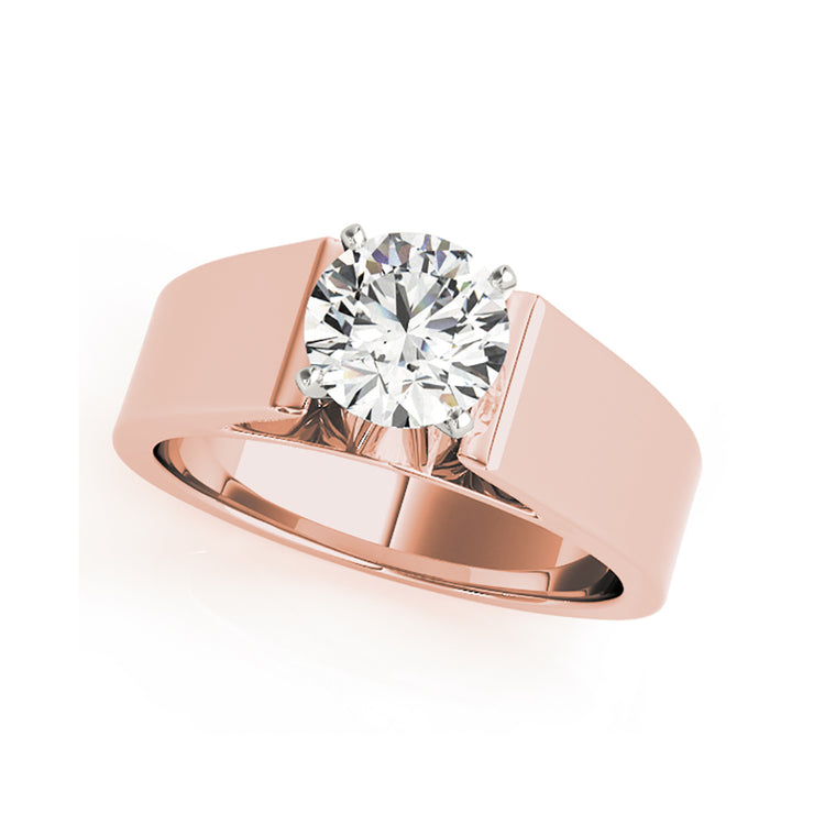 Classic Bold Solitaire Wide Band Diamond Engagement Ring( 0.5 CTW)