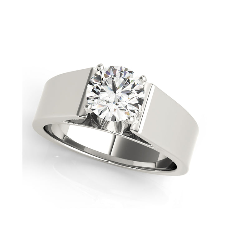 Classic Bold Solitaire Wide Band Diamond Engagement Ring(  0.5 CTW)