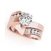 Glittering Channel Set Band Solitaire Diamond Engagement Ring(  0.7 CTW)