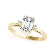 0.54 ctw Prong set Emerald Cut with Side diamonds Engagement Ring (0.54 CTW)