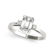 0.54 ctw Prong set Emerald Cut with Side diamonds Engagement Ring (0.54 CTW)