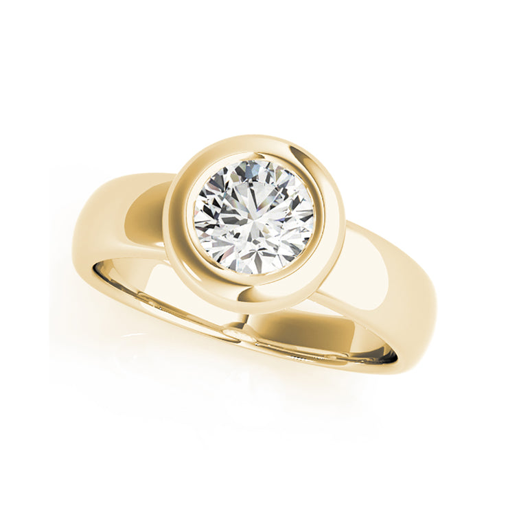 Bezel Set Solitaire Round Brilliant Cut Diamond Engagement Ring (0.5 ...