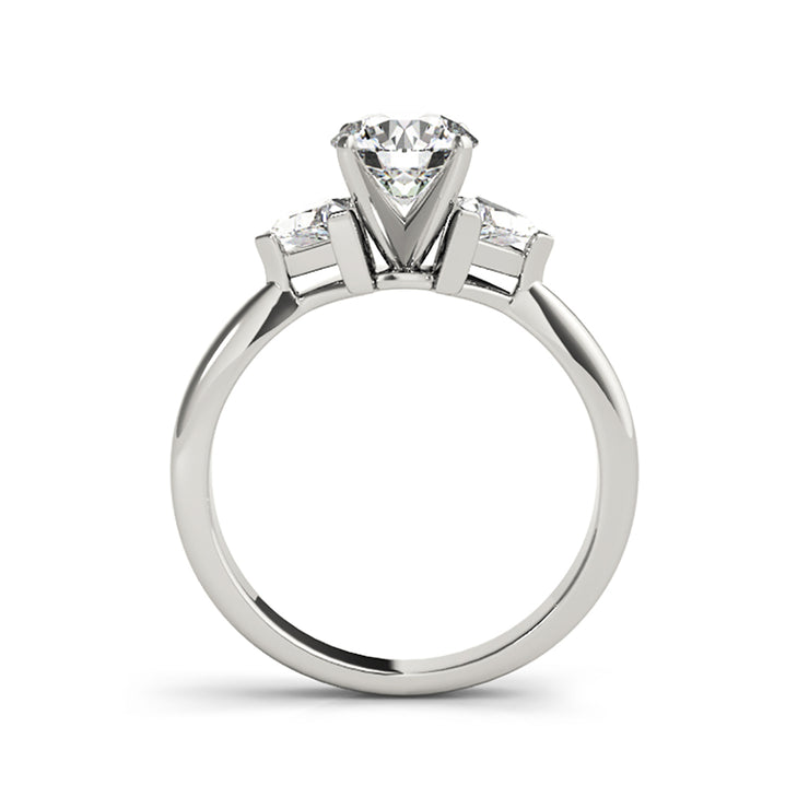 Three Stone Round Brilliant And Trillion Cut Diamond Engagement Ring(  0.96 CTW)