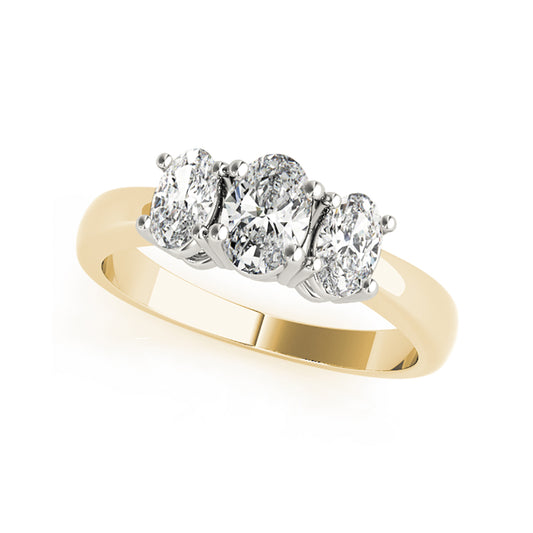 Three Stone Oval Cut Diamond Engagement Ring(  1 CTW)