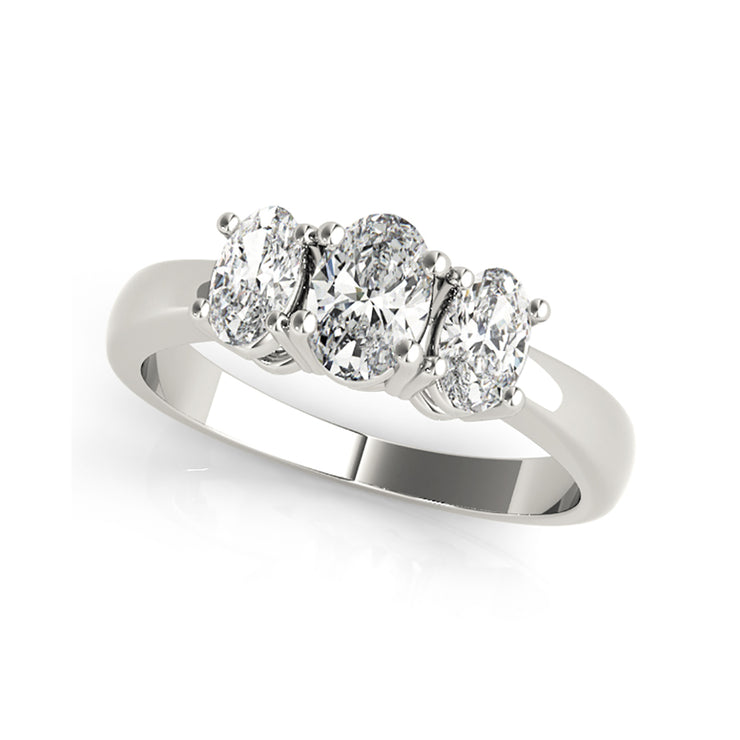 Three Stone Oval Cut Diamond Engagement Ring(  1 CTW)
