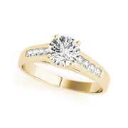 Classic Round Diamond Solitaire With Side Stones Engagement Ring(  0.58 CTW)