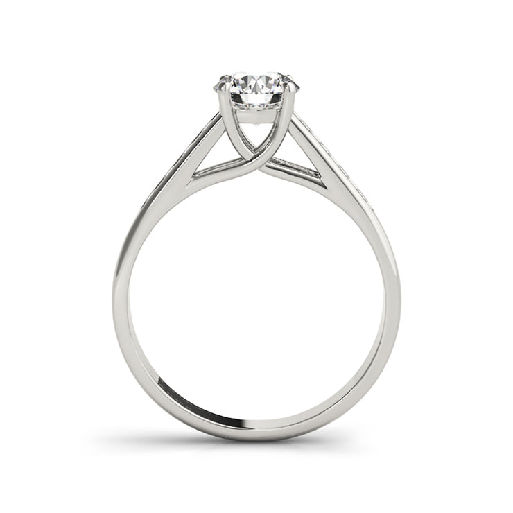 Classic Round Diamond Solitaire With Side Stones Engagement Ring(  0.58 CTW)