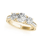 Milgrain Trinity Princess Cut Diamond Engagement Ring (1.15 CTW)
