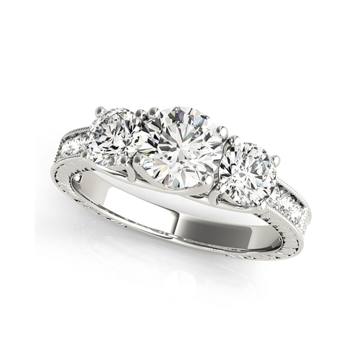 Milgrain Trinity Princess Cut Diamond Engagement Ring (1.15 CTW)
