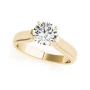 Round Brilliant Cut Diamond With Cathedral Band Design Engagement Ring(  0.5 CTW)