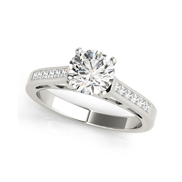 Pave Set Solitaire Diaond Engagement Ring(  0.68 CTW)