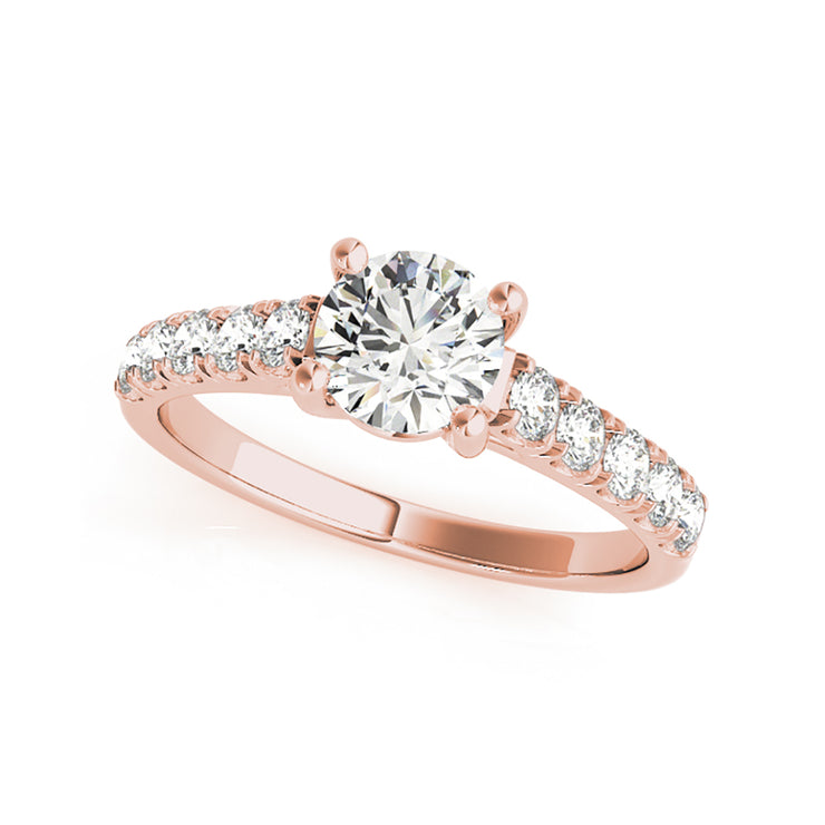Solitaire Round Brilliant Cut Diamonds With Side Diamonds Engagement Ring(  0.75 CTW)