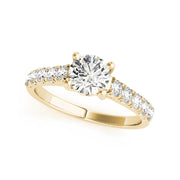 Solitaire Round Brilliant Cut Diamonds With Side Diamonds Engagement Ring(  0.75 CTW)