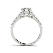 Solitaire Round Brilliant Cut Diamonds With Side Diamonds Engagement Ring(  0.75 CTW)
