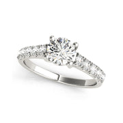 Solitaire Round Brilliant Cut Diamonds With Side Diamonds Engagement Ring(  0.75 CTW)