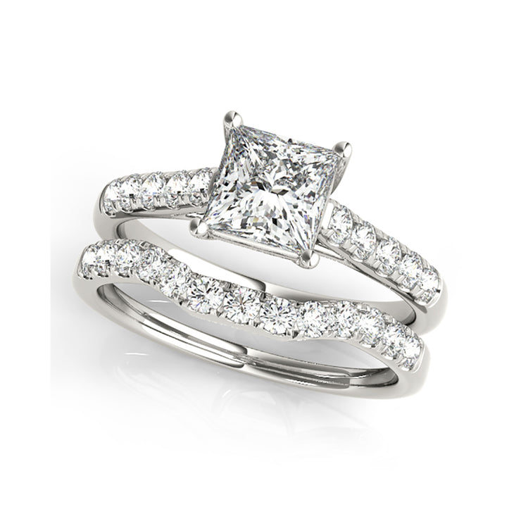 Classic Round Brilliant Cut With Side Diamonds Engagement Ring(  0.74 CTW)
