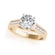 Round Brilliant Cut Diamonds With 4-Diamond side Stone Engagement Ring(  0.7 CTW)