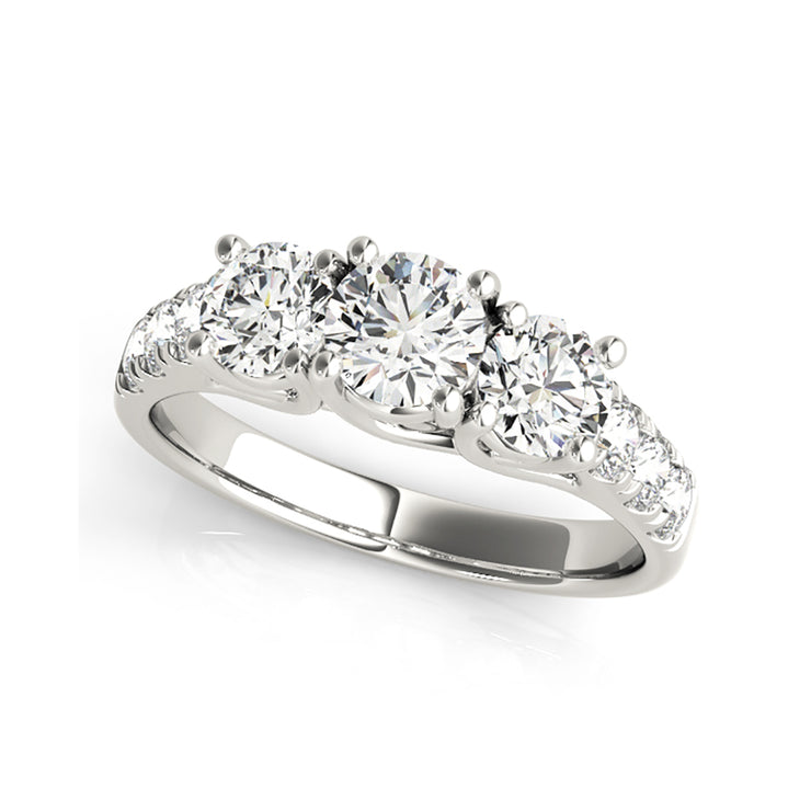 Trinity Round Brilliant Cut With Side Diamond Engagement Ring(  0.94 CTW)