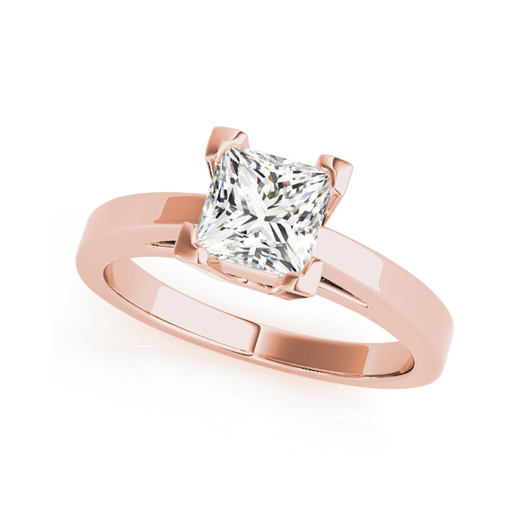 Plain Gold  Princess Cut Diamond Engagement Ring(  0.5 CTW)