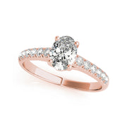 Oval Diamond Solitaire With Side Diamond Engagement Ring(  0.53 CTW)