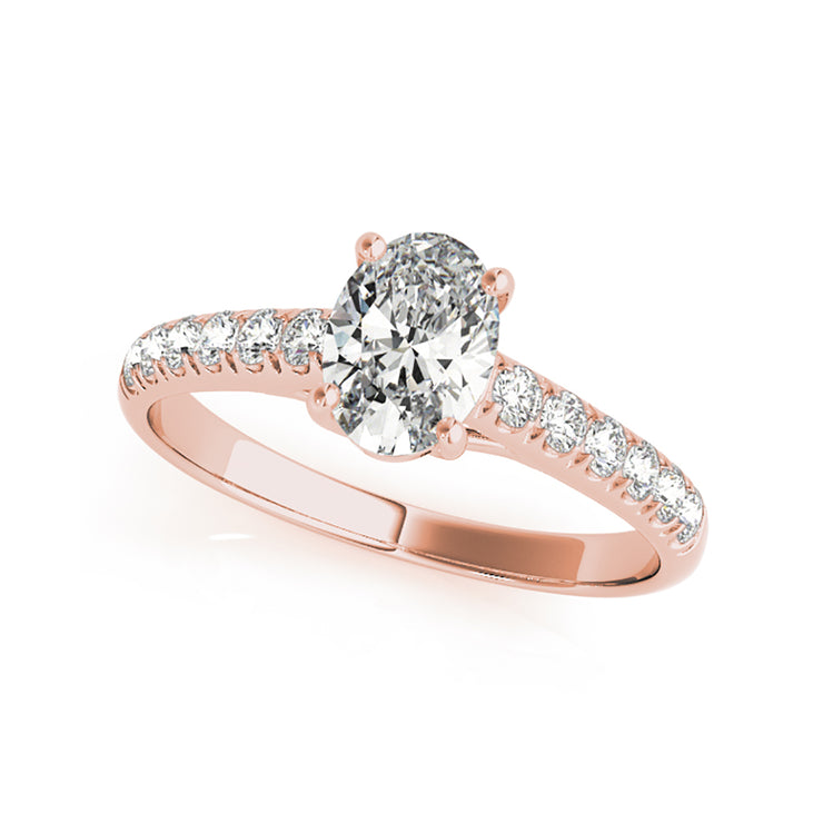 Oval Diamond Solitaire With Side Diamond Engagement Ring(  0.53 CTW)