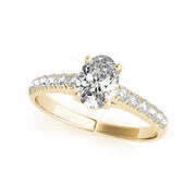 Oval Diamond Solitaire With Side Diamond Engagement Ring(  0.53 CTW)
