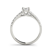 Oval Diamond Solitaire With Side Diamond Engagement Ring(  0.53 CTW)