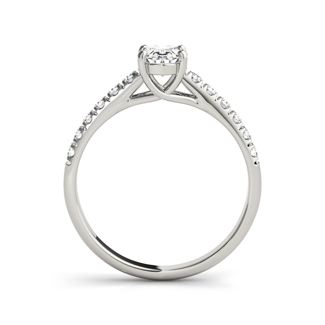 Oval Shape Solitaire With Side Accent Diamond Engagement Ring 0.68 CTW Wholesale Diamonds
