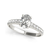 Oval Diamond Solitaire With Side Diamond Engagement Ring(  0.53 CTW)