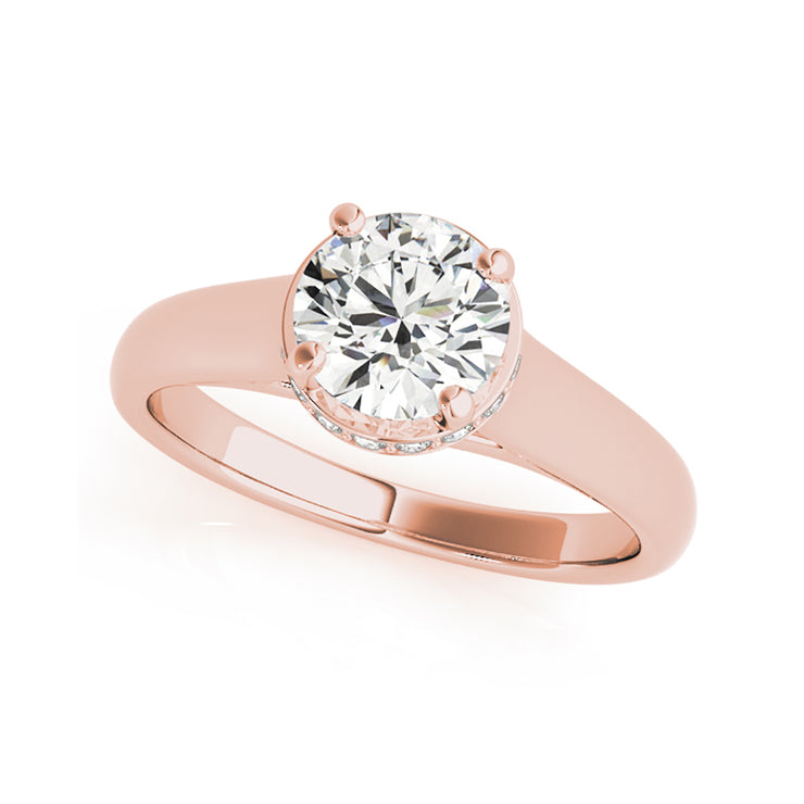 White Gold Solitaire Round Brilliant Cut Diamond Engagement Ring(  0.57 CTW)