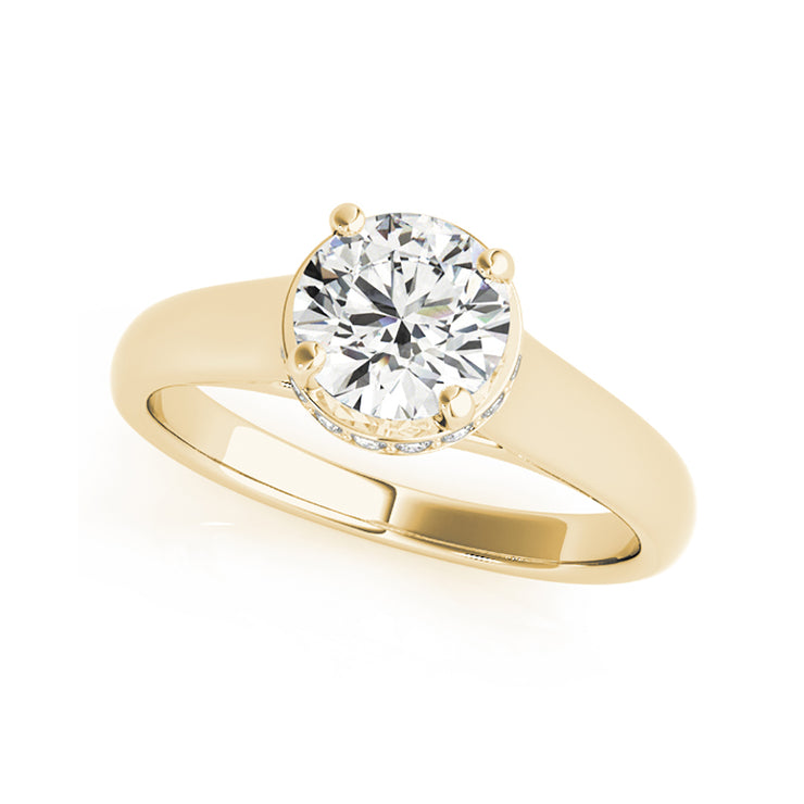 White Gold Solitaire Round Brilliant Cut Diamond Engagement Ring(  0.57 CTW)