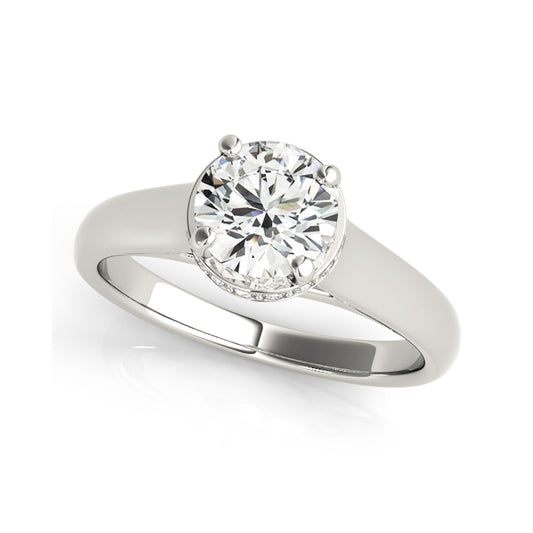 White Gold Solitaire Round Brilliant Cut Diamond Engagement Ring(  0.57 CTW)