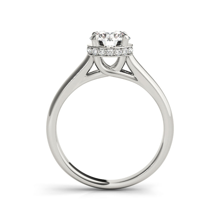 White Gold Solitaire Round Brilliant Cut Diamond Engagement Ring(  0.57 CTW)
