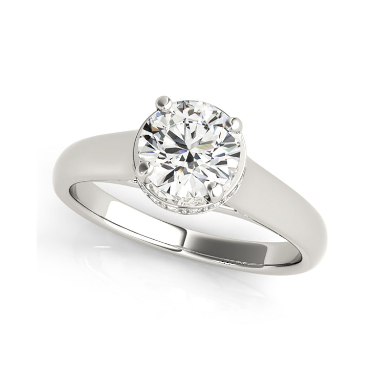White Gold Solitaire Round Brilliant Cut Diamond Engagement Ring(  0.57 CTW)