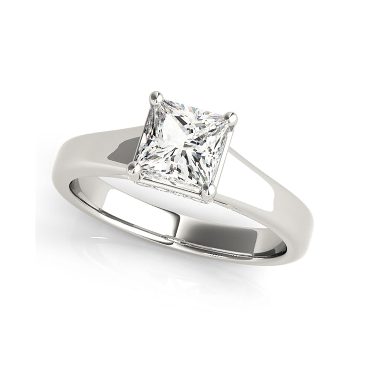 Fancy Shape Solitaire Princess Cut Diamond Engagement Ring(  0.55 CTW)