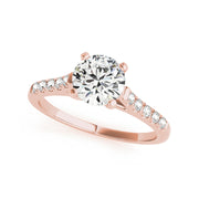 Round Solitaire With A Single Row Pave-Set Side-Diamond Engagement Ring(  0.65 CTW)