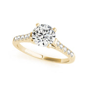 Round Solitaire With A Single Row Pave-Set Side-Diamond Engagement Ring(  0.65 CTW)